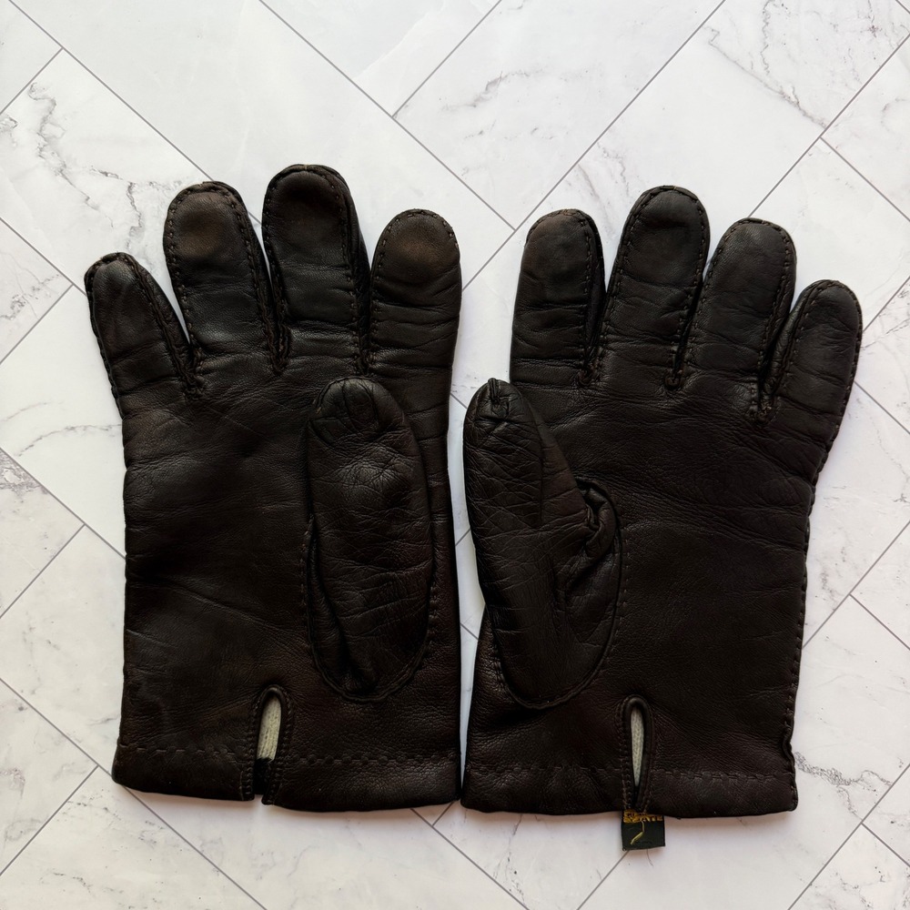1940s‎ Julius Garfinckel & Co Vintage Mens Leather Gloves Brown Size 10